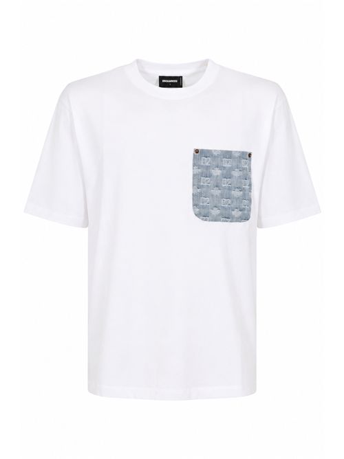 T-shirt Loose Fit in jersey di cotone con taschino D2 Monogram DSQUARED2 | S74GD1554 D20106100